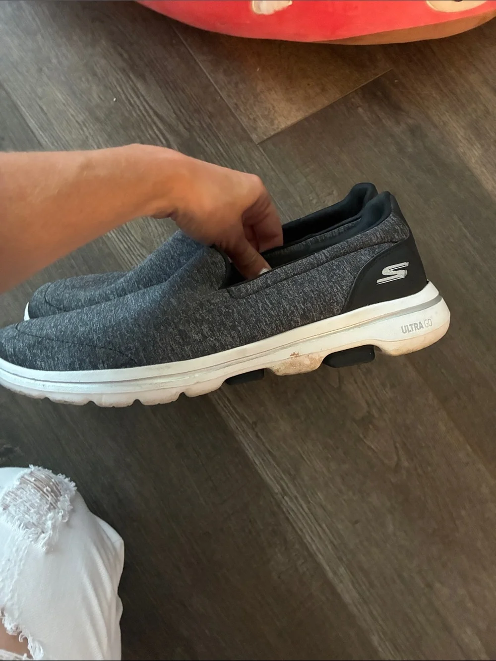 Skechers grey and white go walk 5 slip on sneaker